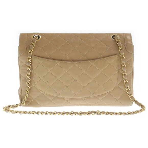Authentic CHANEL CC Paris Limited Double Flap Bag Lambskin Matelasse Chain Beige - Picture 2 of 6